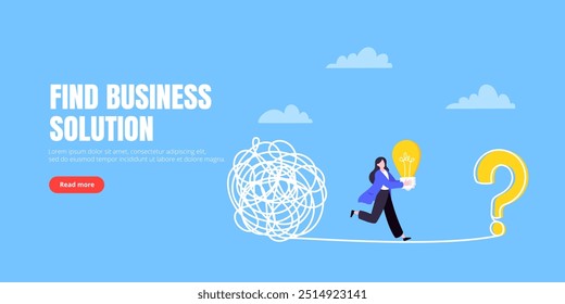 Understanding problem solution simplify challenge with idea. Unravel business chaos process with tangle difficult problem mess business concept flat design vector illustration. Chaos to order metaphor