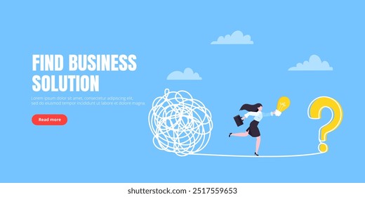 Understanding problem solution simplify challenge with idea. Unravel business chaos process with tangle difficult problem mess business concept flat design vector illustration. Chaos to order metaphor