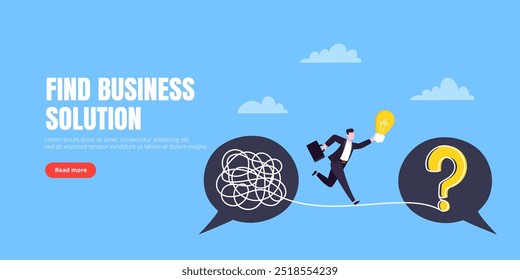 Understanding problem solution simplify challenge with idea. Unravel business chaos process with tangle difficult problem mess business concept flat design vector illustration. Chaos to order metaphor