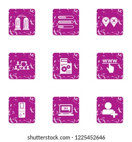 Understanding of the technology icons set. Grunge set of 9 understanding of the technology vector icons for web isolated on white background