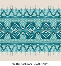 Understated Ethnic Design with Essential Geometric Details and a Calm Blue Color Scheme