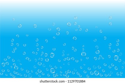 Underwater air bubbles. Fizzy sparkles in water or champagne. Fresh effervescent drink concept. Vector illustration.