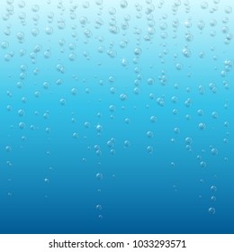 Underwater air bubbles foam on transparent background. Fizzy sparkles in liquid water, sea, aquarium, ocean.