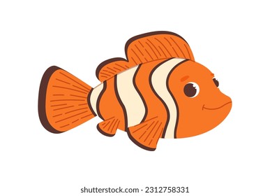 Underwater animal red fish concept. Representative of underwater world. Marine wild life and fauna. Sticker for social networks. Cartoon flat vector illustration isolated on white background