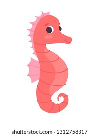 Underwater animal sea Horse concept. Marine underwater dweller. Sea or ocean fauna and wild life. Template and mock up. Cartoon flat vector illustration isolated on white background