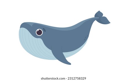 Underwater animal whale concept. Representative of underwater world, fauna of ocean and sea. Biology and zoology. Poster or banner. Cartoon flat vector illustration isolated on white background