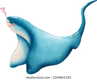 Underwater animals, cute cartoons and elements of the sea