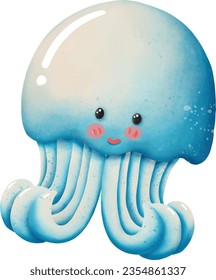 Underwater animals, cute cartoons and elements of the sea