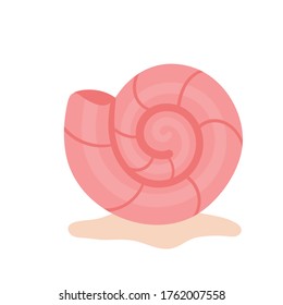 Underwater animals, mollusk, Shell. Marine life, ecosystem of the seabed. Cartoon vector isolated illustration on a white background.