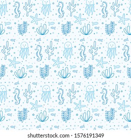 Underwater Animals Seamless Pattern, Suitable for Fabric Print