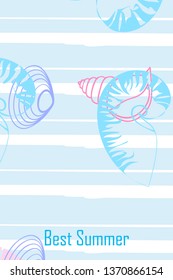 Underwater background. Cute colorful seashells and starfish. Summer design. Vector background