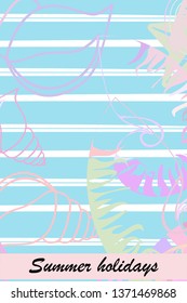 Underwater background. Cute colorful seashells and starfish. Summer design. Vector background