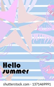 Underwater background. Cute colorful seashells and starfish. Summer design. Vector background