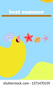 Underwater background. Cute colorful seashells and starfish. Summer design. Vector background