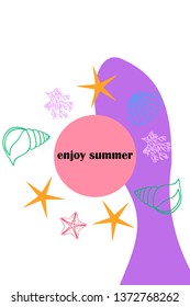 Underwater background. Cute colorful seashells and starfish. Summer design. Vector background
