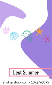 Underwater background. Cute colorful seashells and starfish. Summer design. Vector background