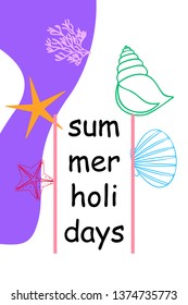 Underwater background. Cute colorful seashells and starfish. Summer design. Vector background