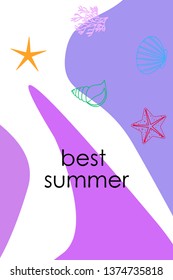Underwater background. Cute colorful seashells and starfish. Summer design. Vector background