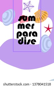 Underwater background. Cute colorful seashells and starfish. Summer design. Vector background