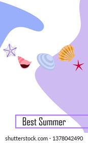 Underwater background. Cute colorful seashells and starfish. Summer design. Vector background