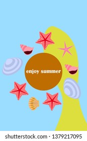 Underwater background. Cute colorful seashells and starfish. Summer design. Vector background