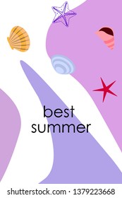 Underwater background. Cute colorful seashells and starfish. Summer design. Vector background