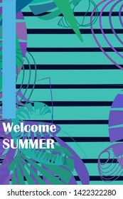 Underwater background. Cute colorful seashells and starfish. Summer design. Vector background