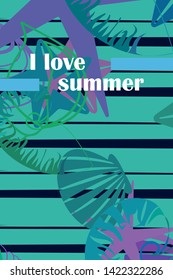 Underwater background. Cute colorful seashells and starfish. Summer design. Vector background
