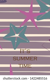 Underwater background. Cute colorful seashells and starfish. Summer design. Vector background