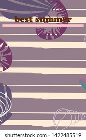 Underwater background. Cute colorful seashells and starfish. Summer design. Vector background
