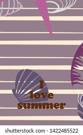 Underwater background. Cute colorful seashells and starfish. Summer design. Vector background