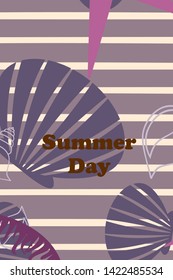 Underwater background. Cute colorful seashells and starfish. Summer design. Vector background