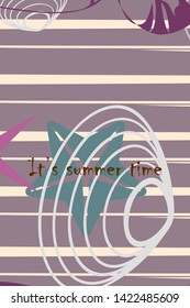 Underwater background. Cute colorful seashells and starfish. Summer design. Vector background