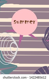 Underwater background. Cute colorful seashells and starfish. Summer design. Vector background