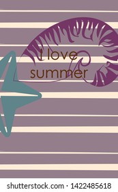 Underwater background. Cute colorful seashells and starfish. Summer design. Vector background
