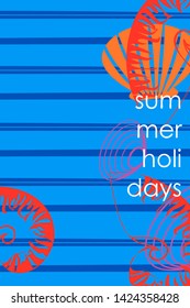 Underwater background. Cute colorful seashells and starfish. Summer design. Vector background