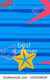 Underwater background. Cute colorful seashells and starfish. Summer design. Vector background