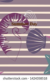 Underwater background. Cute colorful seashells and starfish. Summer design. Vector background