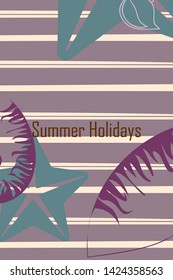 Underwater background. Cute colorful seashells and starfish. Summer design. Vector background