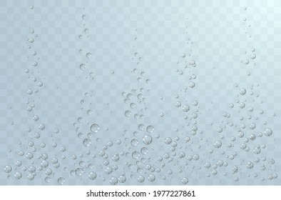 Underwater background with fizzing air bubbles. Fizzy sparkles in water, sea, aquarium, ocean.