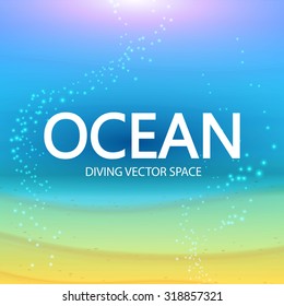 Underwater background with place for text. Vector illustration.