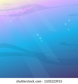 Underwater background with sun rays. Vector illustration