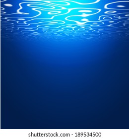 Underwater background with sun. Vector Illustration