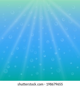 Underwater background with sunshines  Vector Illustration.