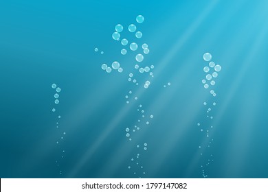 Underwater background. Undersea vector texture. Blue underwater fizzing air bubbles. Vector illustration EPS10