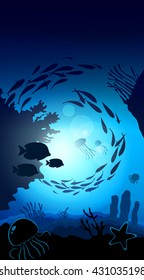 Underwater background. Vector illustration