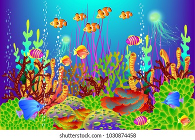 Underwater background, vector illustration for design and banners, vector illustration