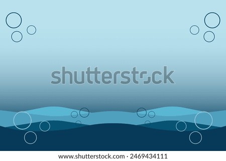 Underwater banner bubbles. Save World oceans day. See or lake, or ocean view