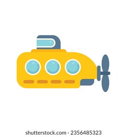 Underwater bathyscaphe icon flat vector. Submarine ship. Sea boat isolated