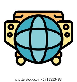 Icono de batiscafo submarino. Esquema bajo el agua batiscafo Vector icono de color plano aislado